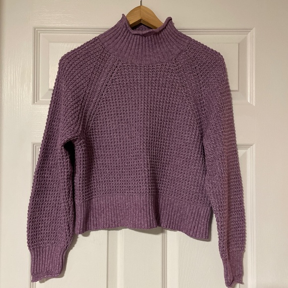 American Eagle Dreamspun cropped mockneck sweater purple XS - Picture 2 of 12